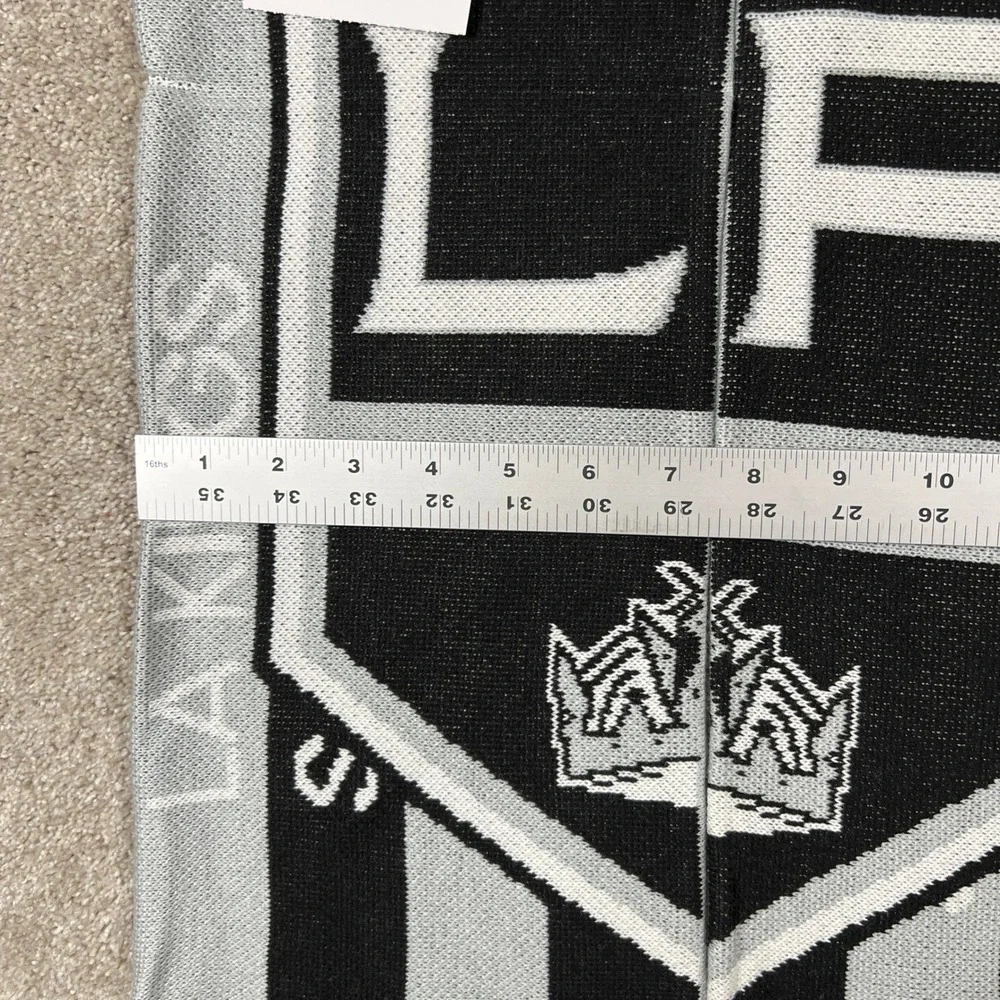 Adidas LA Kings NHL Knit Scarf Black Grey White Striped Fringed Fan Scarf New